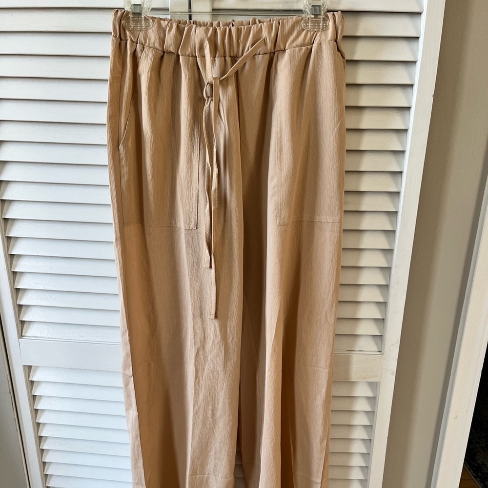 Lightweight gauzy tan beach pants